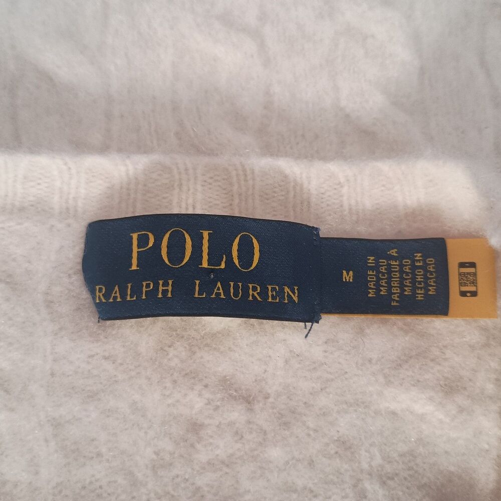 Polo Ralph Lauren Cable Sweater White Wool Cashmere Womens Medium - Picture 4 of 5